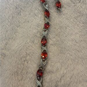 Elegant Red and Silver Bracelet